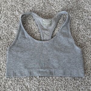 Athleta Heather Gray Ribbed Sports Bra